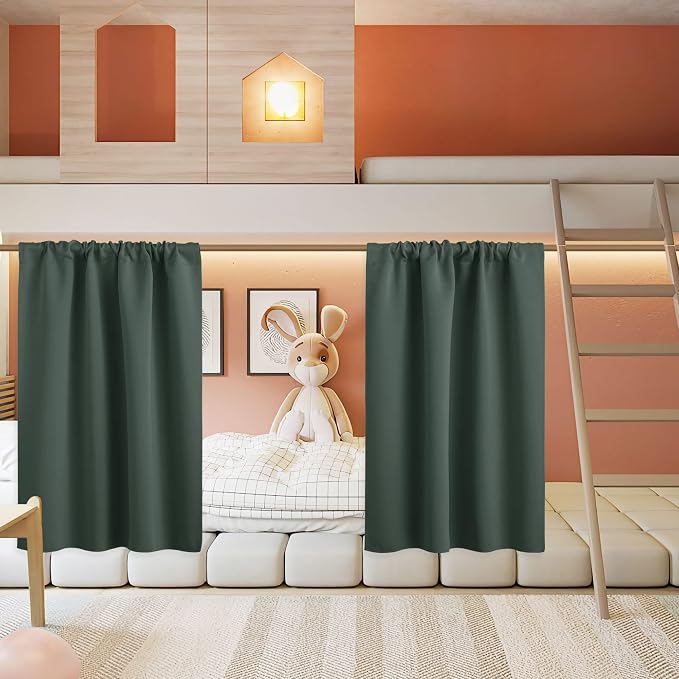 RYB HOME Half Curtain Tiers 36 inch Length, Rod Pocket | Short Blackout Curtains by RYBHOME