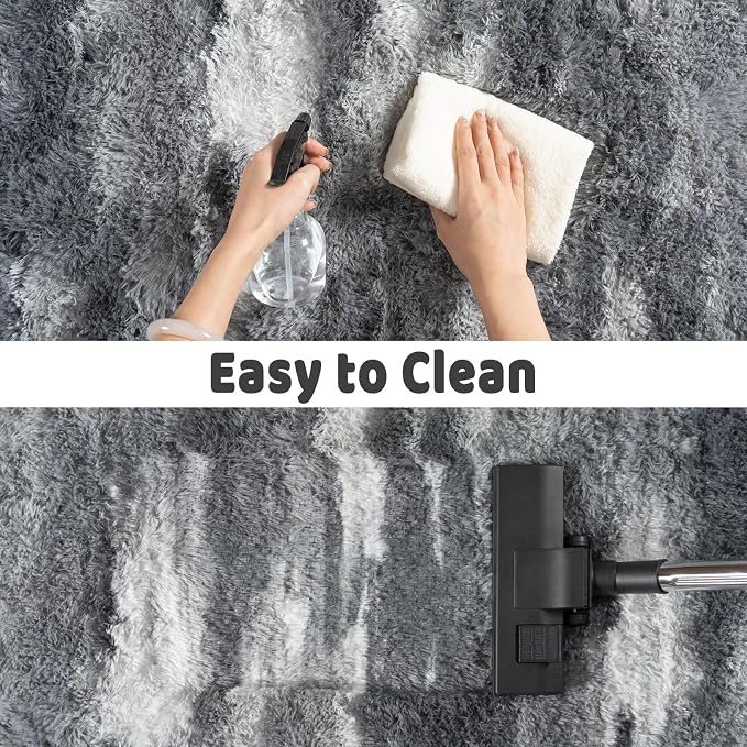 Soft Runner Rugs for Bedroom Hallways, 2x4 Abstract Grey Fluffy Shag Throw Area - Image 7