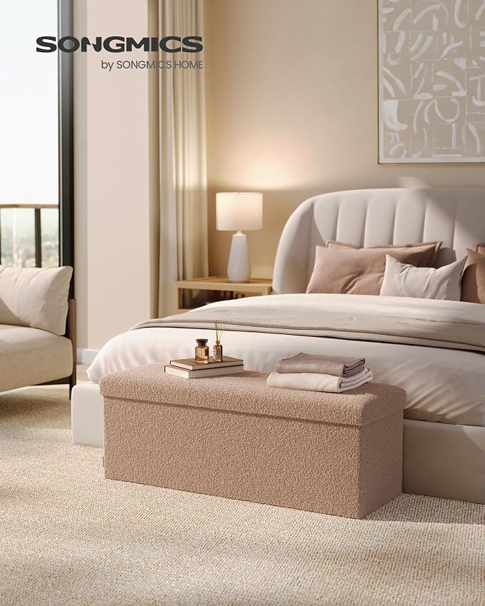 SONGMICS Storage Ottoman Bench, Storage Chest, Foot Rest Stool, End of Bed Bench - Image 2