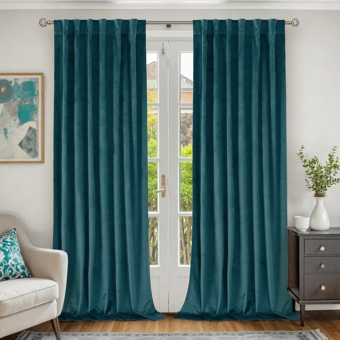 BGment Teal Velvet Curtains 84 Inch by BGment