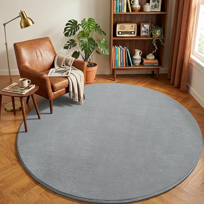 Grey Round Area Rugs 6ft Circle Rugs by AmeareaDirect