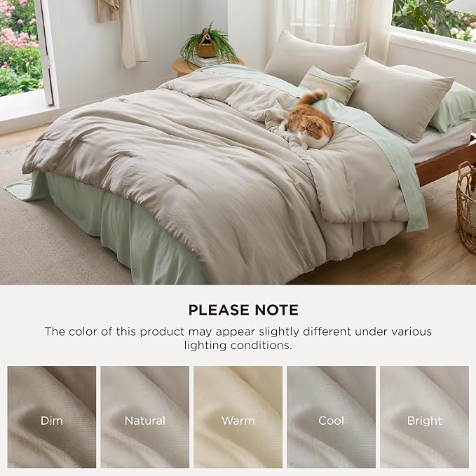 Bedsure California King Comforter Set, Muted Linen Soft Prewashed Bedding - Image 7