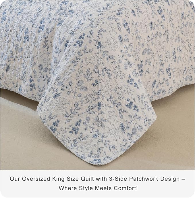 QSH 100% Cotton Floral Quilt Oversized Queen - Image 5