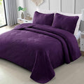 Exclusivo Mezcla Ultrasonic Twin Quilt Bedding Set, Deep Purple | Lightweight by ExclusivoMezcla