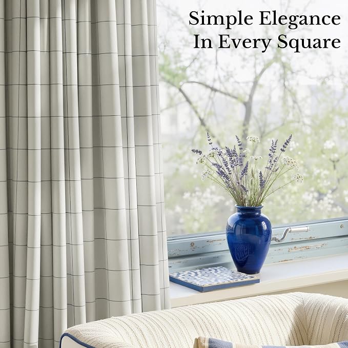 NICETOWN 100% Blackout Plaid Bedroom Curtains, 2 Panels | Rod Pocket & Back Tab - Image 2