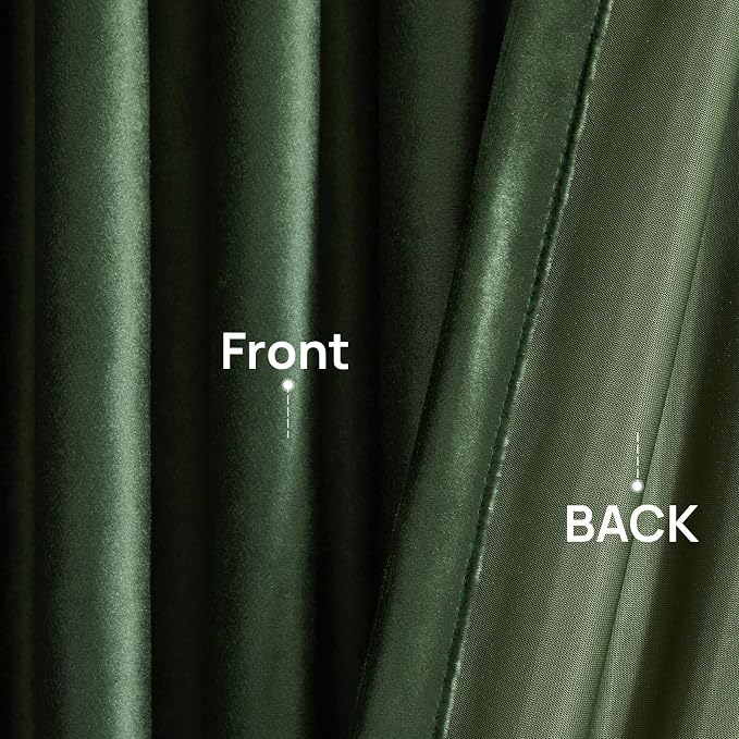 PRIMROSE Emerald Olive Green Velvet Curtains 84 inch Long - Image 6