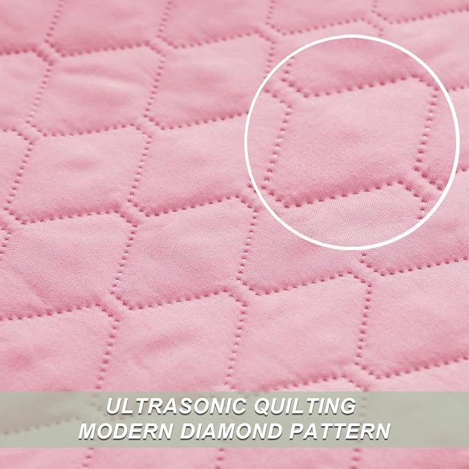Exclusivo Mezcla Reversible Full Queen Quilt Bedding Set, Bright Pink | - Image 4