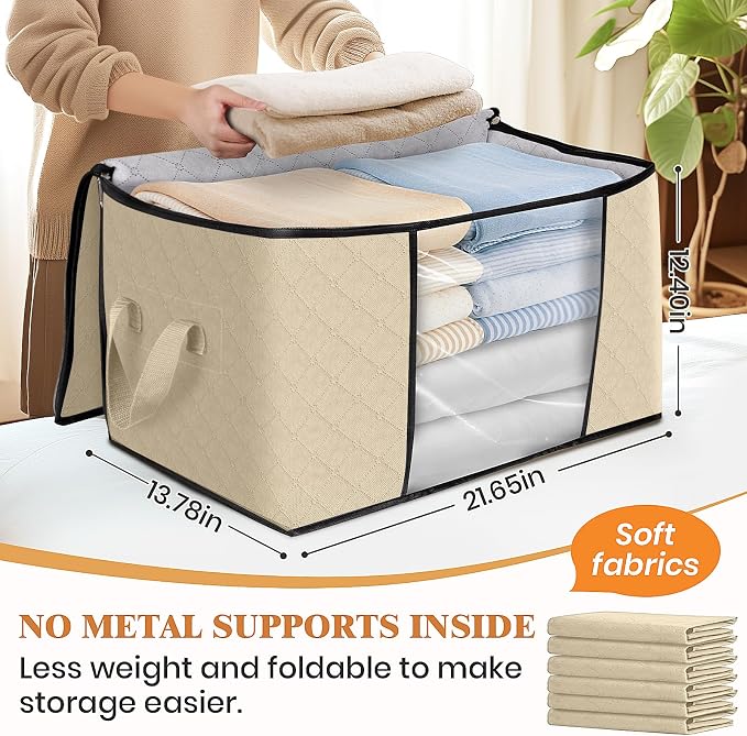 6 Pack Storage Bags for Clothes Blanket Storage Bins - Image 2