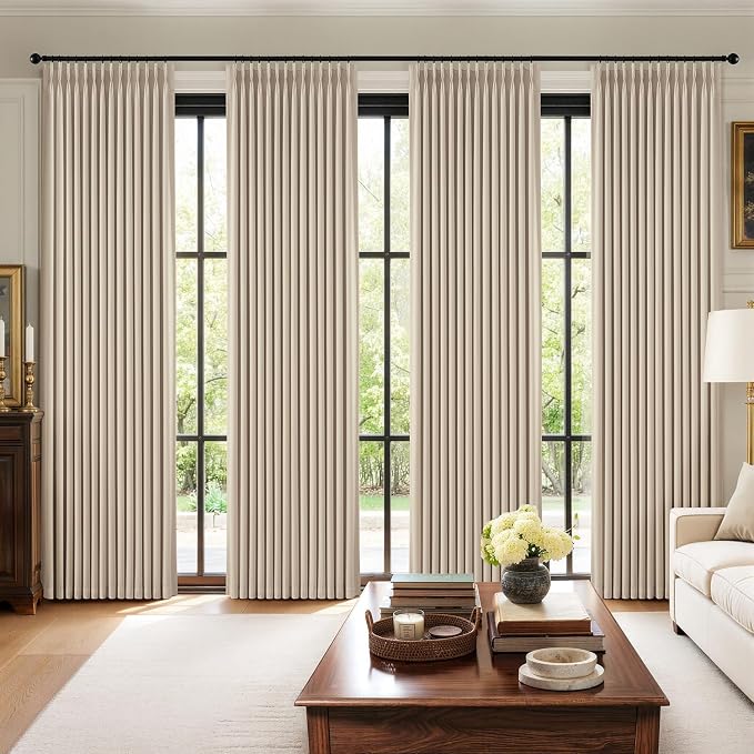 MIULEE Pinch Pleated 100% Blackout Curtains 40"x84" Natural 4 Panels Set | by MIULEE