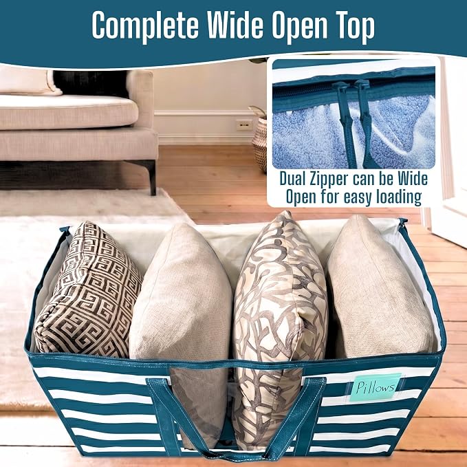 VENO Moving Bags, Wide Open Top, Classic Navy Stripe, 6 Pack | Moving boxes - Image 3
