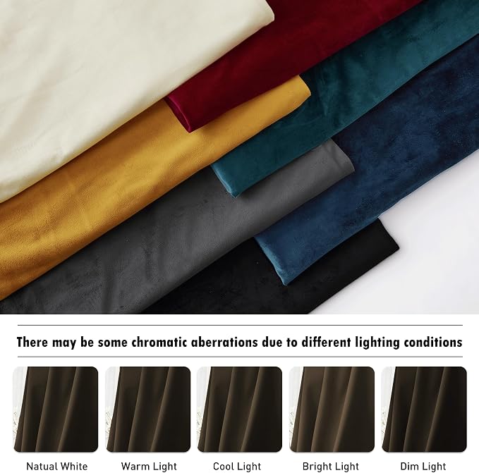 RYB HOME Brown Velvet Blackout Curtains - Image 6