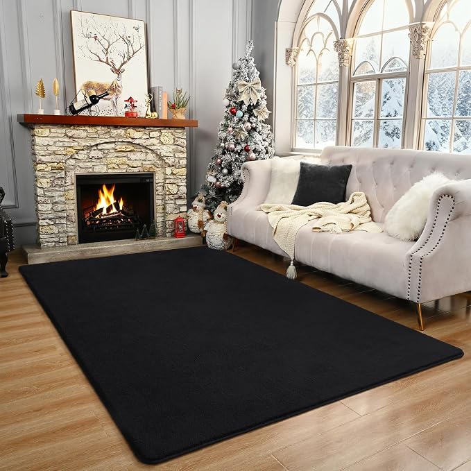 Large Area Rugs for Bedroom Living Room, 6x9 Black Memory Foam Rug | Thickened - Image 7