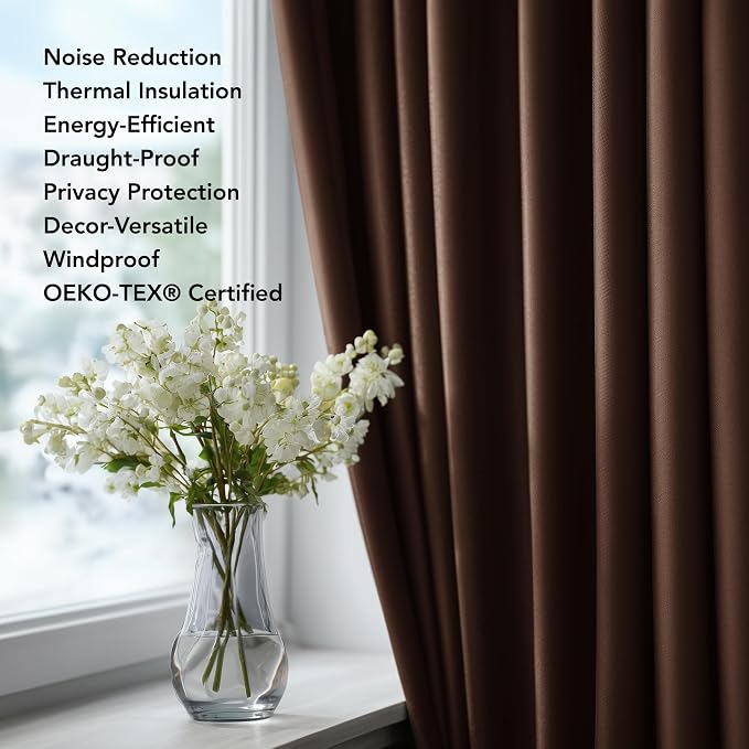 Deconovo Blackout Curtains for Bedroom 108 Inches Long | Back Tab and Rod - Image 4