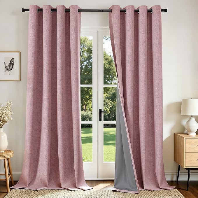 Joydeco Blackout Curtains 95 Inches Long 2 Panels Burg, Room Darkening Curtains by JOYDECO