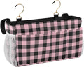 Buffalo Plaid Check Pink Print Bedside Caddy Storage Bag Bedside Organizer by KOPIRIT