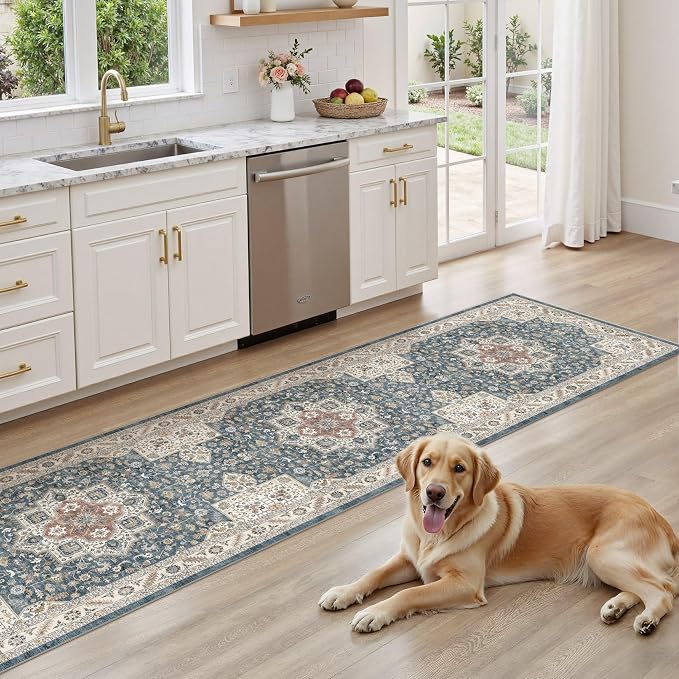 cotiled 2x8 Hallway Runner Rug for Entryway, Non-Slip Vintage, Vintage Blue | - Image 7