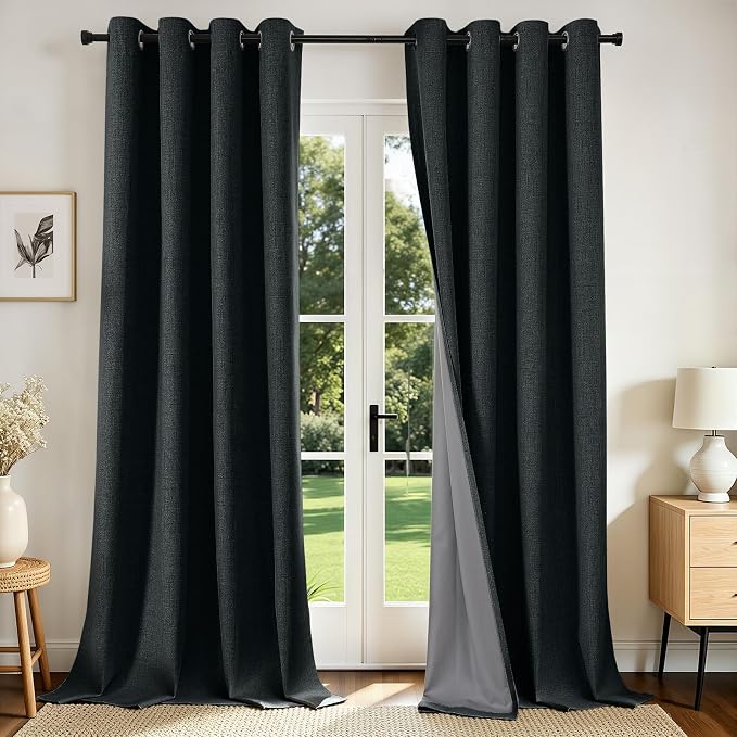 Joydeco Blackout Curtains 96 Inches Long 2 Panels Burg, Room Darkening Curtains by JOYDECO