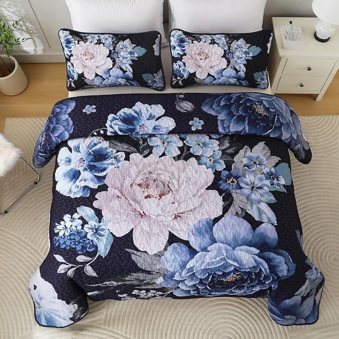 WONGS BEDDING Quilt King Size, Soft Microfiber Lightweight Farmhouse Bed Cover - Image 3
