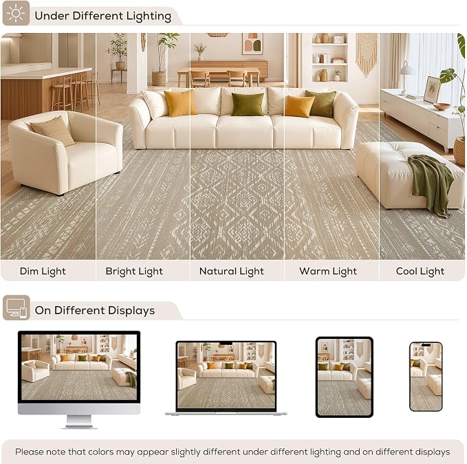 Nakagishi Area Rug Living Room Rugs: 10x12 Large Soft Machine Washable Boho - Image 9