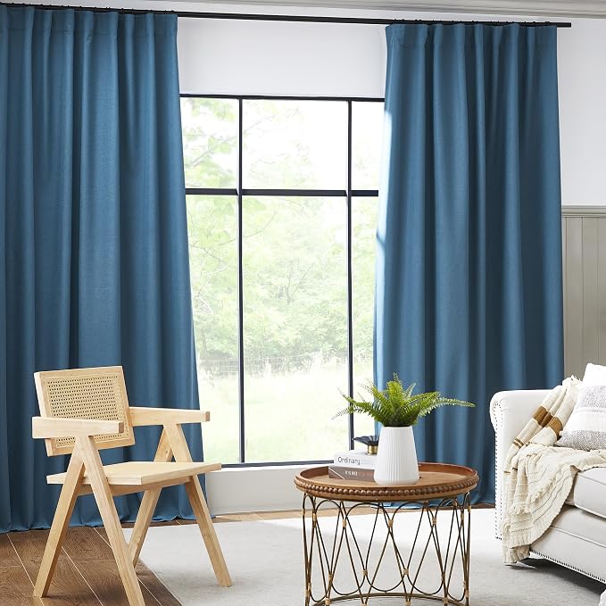 Flax Linen Textured Blackout Curtains 72 Inch Wide x 96 Inch Long, Back Tab - Image 2