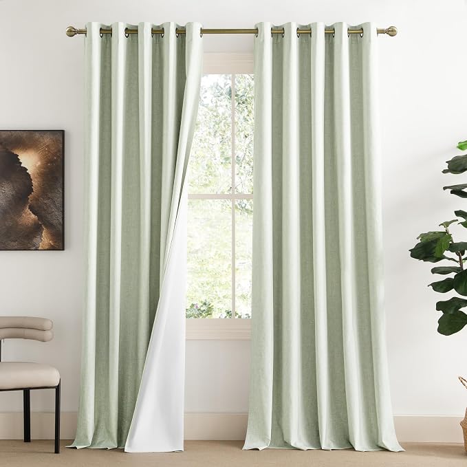 NICETOWN Extra Long Linen 100% Blackout Curtains 120" Length 2 Panels Set by NICETOWN