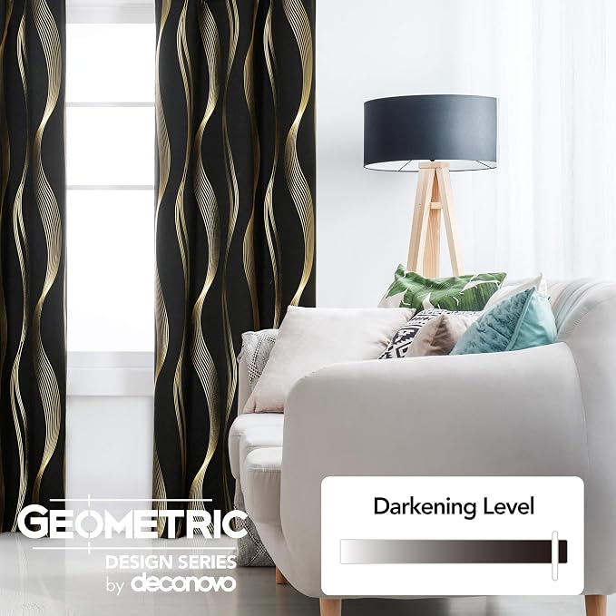Deconovo Curtains for Living Room, Pattern Blackout Curtains 72 Inches Long | - Image 3