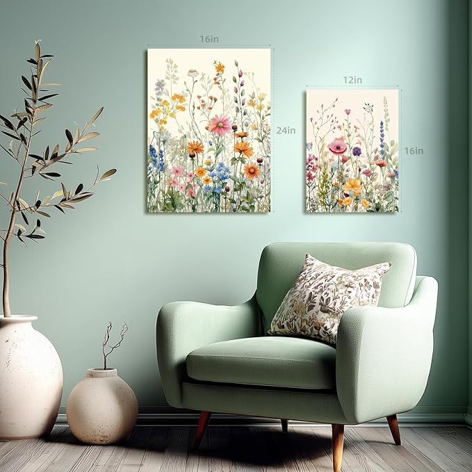 LLEEMPI Framed Colorful Floral Wall Art Set of 3, 12x16 Inch Canvas Prints | - Image 4