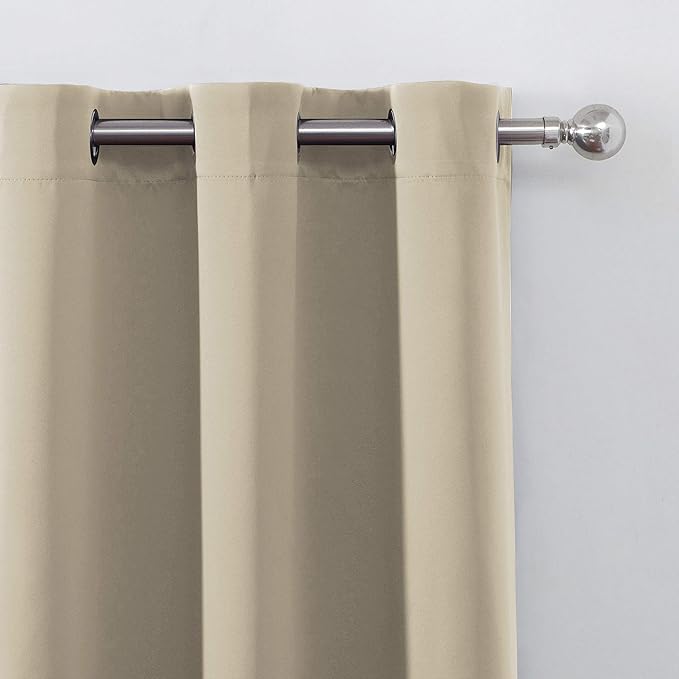 Blackout Curtains 42 x 95 inch/Beige Curtains Set of 2 Panels/Thermal Insulated - Image 7