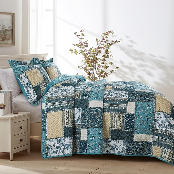 BEDIFANY Cotton California King Size Quilt Set, 100% Cotton Cover Bedspread | - Image 3