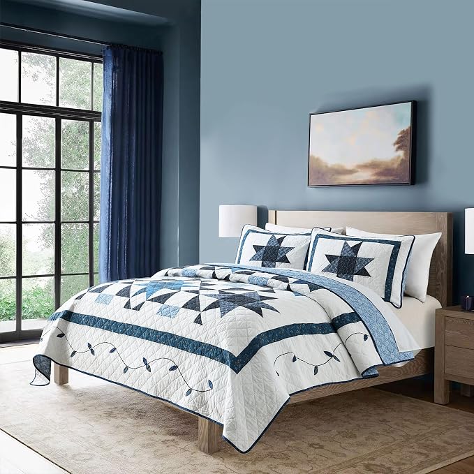 Secgo Handmade Quilted 100% Cotton Queen Comforter Set - Image 6