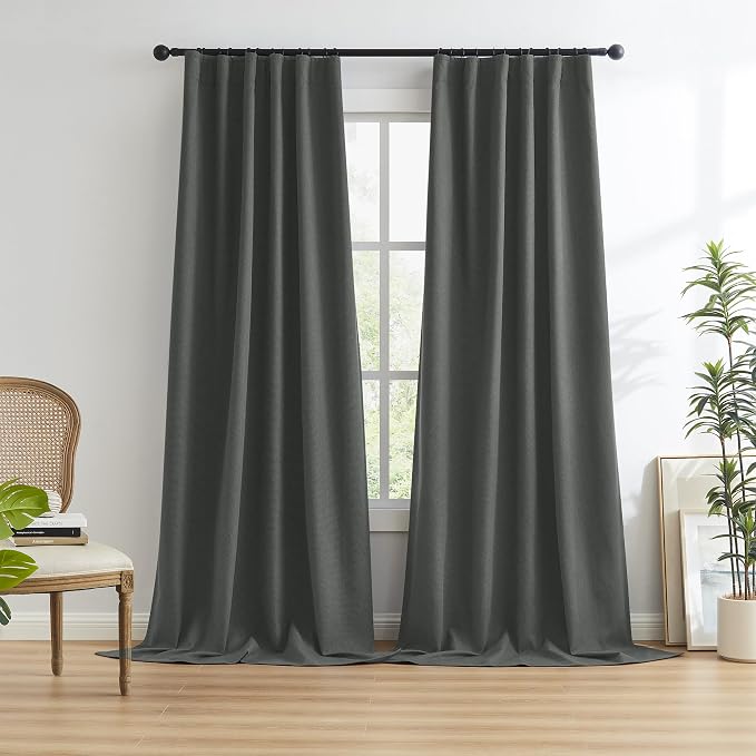 80 Inch Blackout Linen Curtains 2 Panels, Sun Heat Blocking Closet Curtains - Image 2