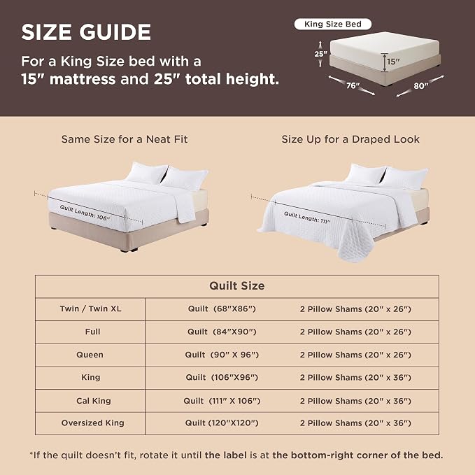 Bedsure King Size Quilt Bedspread, Lightweight Comforter, Ivory Coverlet | - Image 8