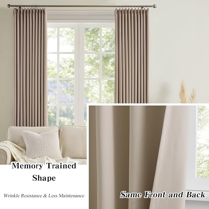 60 Wide Pinch Pleated Window Curtain Panels 105 Inches Long Custom Made Pleated - Image 6