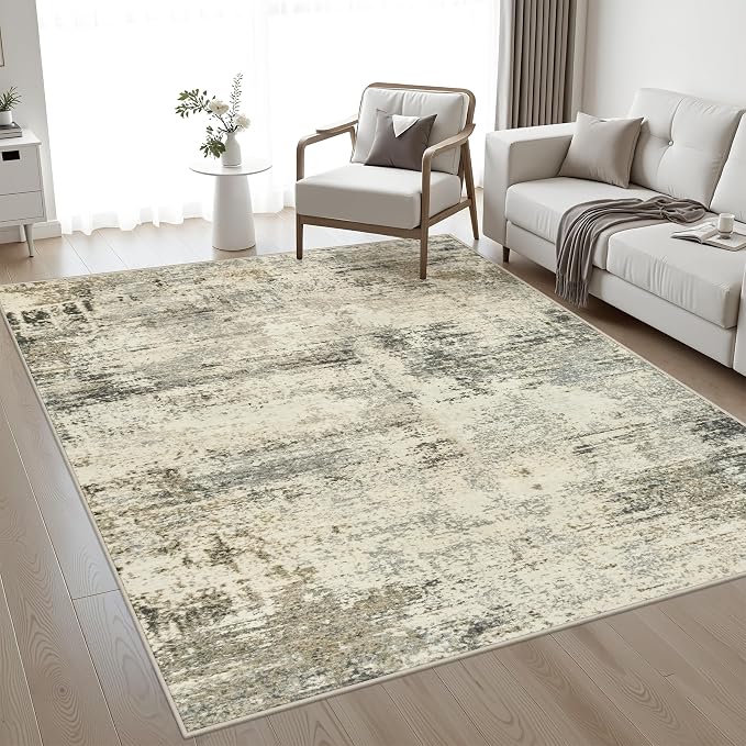 5x8 Area Rug Living Room: Modern Washable Soft Carpet Ash Brown | - Image 2