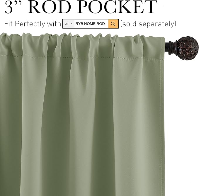 RYB HOME RV Curtains for Camper Windows, Mini Small Blackout Curtain Tiers | - Image 2