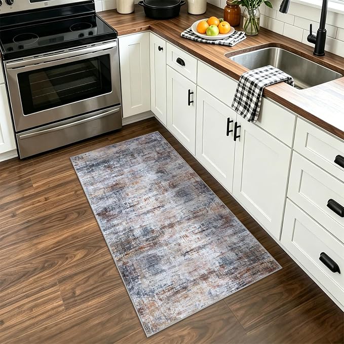 Abstract Runner Rug 2x4 Ft Entryway Rugs Washable Door Mat Indoor Entrance - Image 3