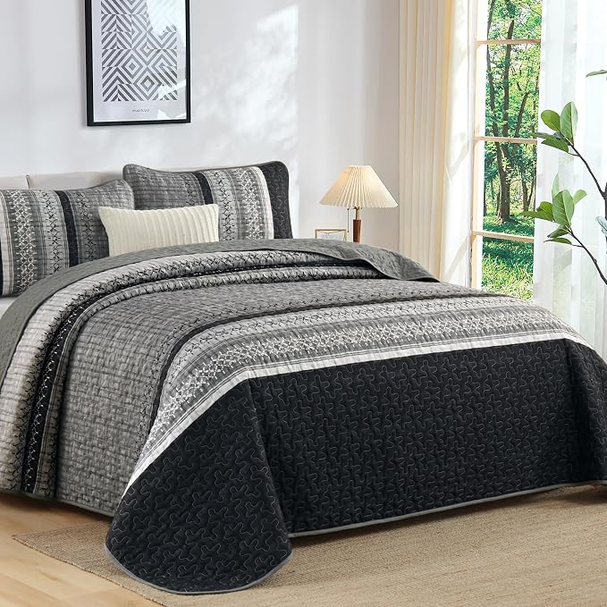 Cottolester Full Quilt Bedding Set, Lightweight Microfiber Bedspread Coverlet - Image 2