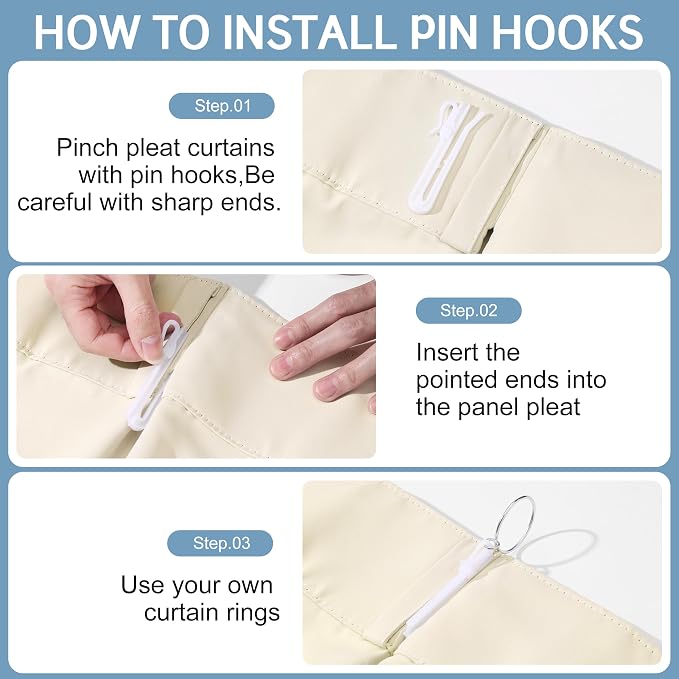 Etherealveil Beige Pinch Pleated Blackout Curtains 2 Panels 40"x108" | Back Tabs - Image 7