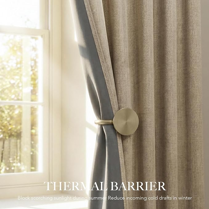 RYB HOME Linen Textured 100% Blackout Curtains 90 Inch Long - Image 4