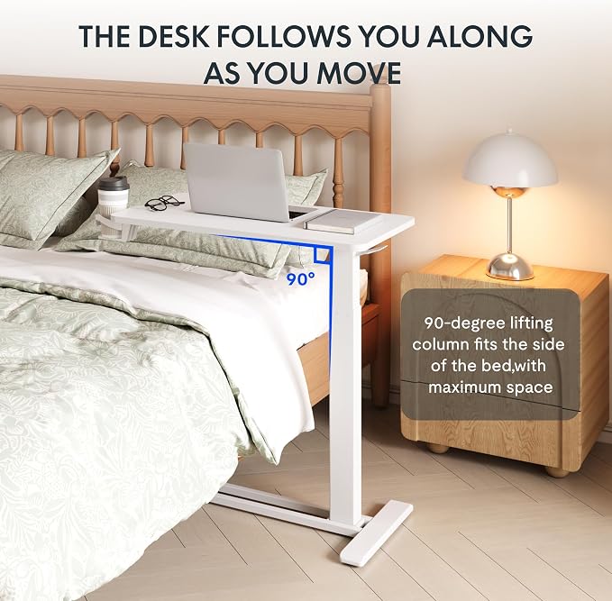 FLEXISPOT H7 28" Pneumatic Height-Adjustable Overbed Table - Image 10