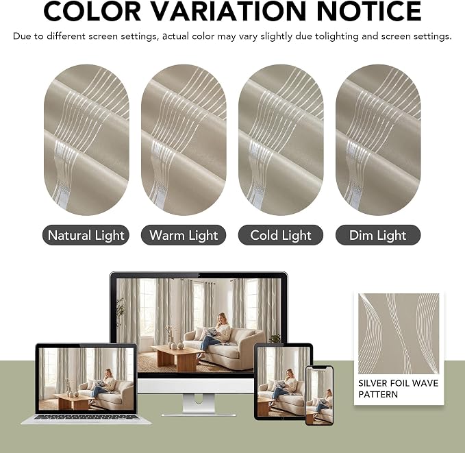 Deconovo Curtains for Living Room, Pattern Blackout Curtains 45 Inches Long | - Image 8