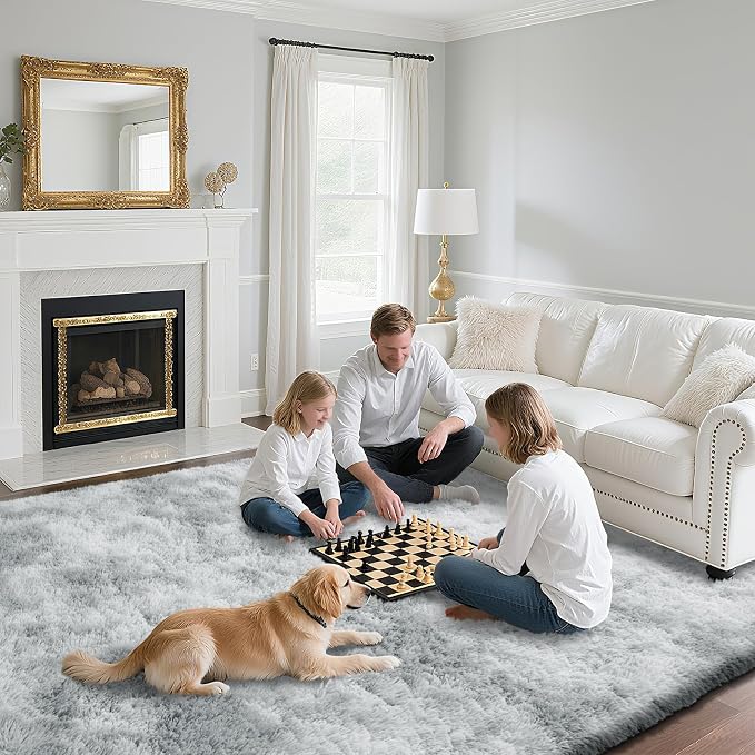 Mottled Light Grey 10x14 Area Rugs - Image 4