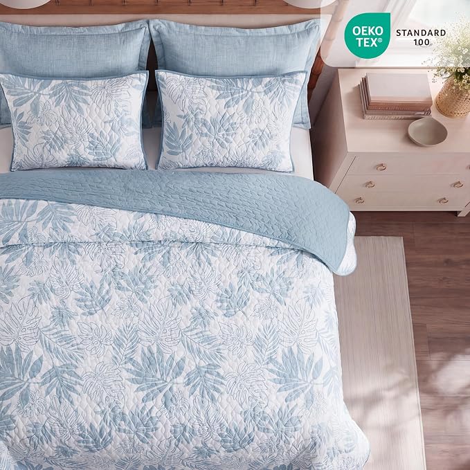 King Quilt Set-3 Pieces Soft Bedding Floral Reversible Coverlet | All Seasons - Image 8