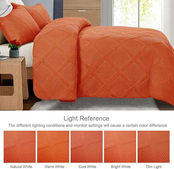 Exclusivo Mezcla Quilt King Size, Burnt Orange | Soft Bedspreads - Image 3