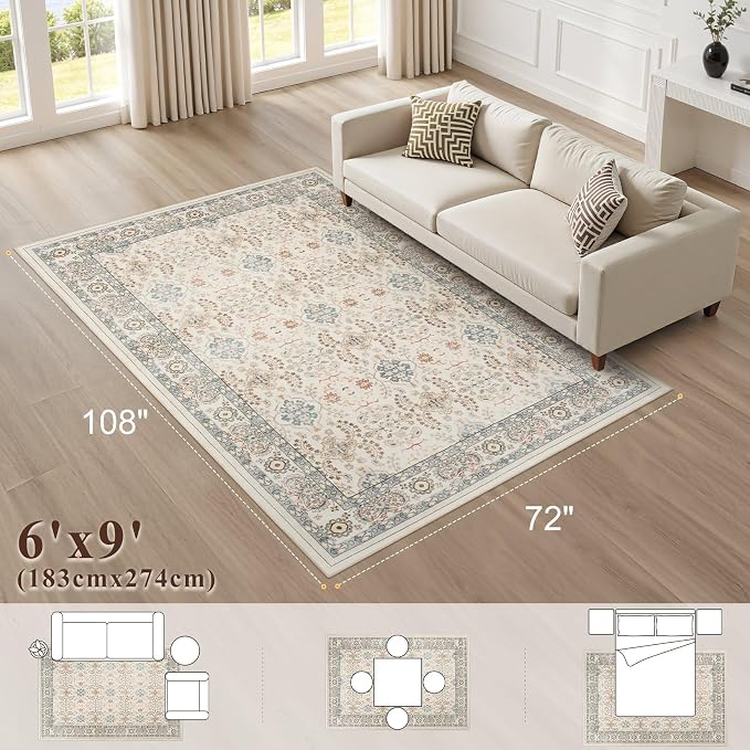 cotiled 6x9 Area Rug for Living Room, Traditional, Dining Room, and Home Office - Image 2