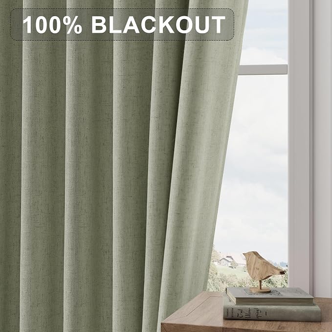 Joywell 100% Blackout Extra Long Linen Curtains 120 Inches Long - Image 7
