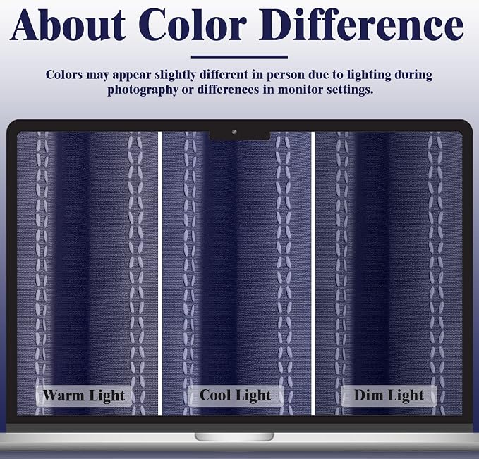 Navy Blue 100% Boho Blackout Curtains 84 Inch 2 Panels | Vintage Farmhouse Rod - Image 8