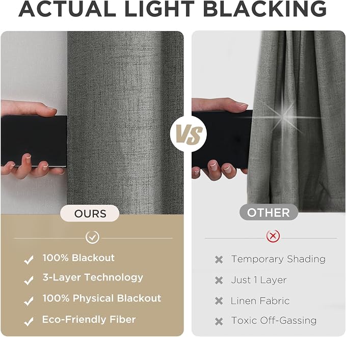 Joydeco Blackout Curtains 72 Inches Long 2 Panels Burg, Room Darkening Curtains - Image 6
