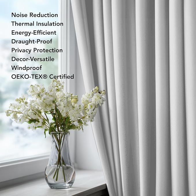 Deconovo Blackout Curtains for Bedroom and Living Room 84 Inches Long | Black - Image 4