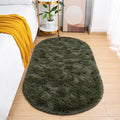 Goideal Fluffy Bedroom Rug, Small Oval Area Rugs, Olive Green Shag Bedside by Goideal